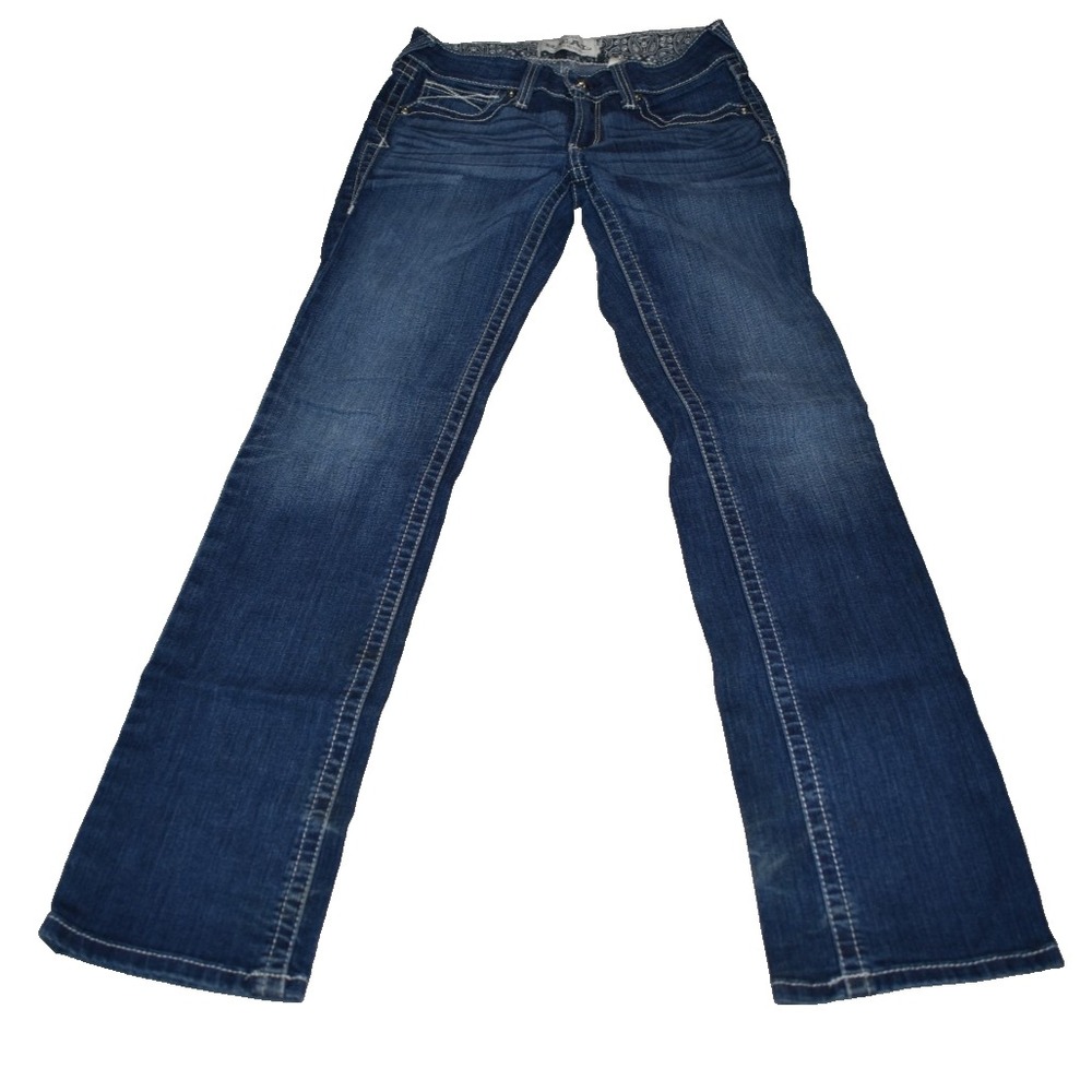 Ariat Jeans Women's 28R Blue REAL Denim Bootcut Mid Rise Thick Stitch 10017216